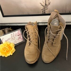 Sam Edelman Tan Lace-Up Suede Ankle Boots